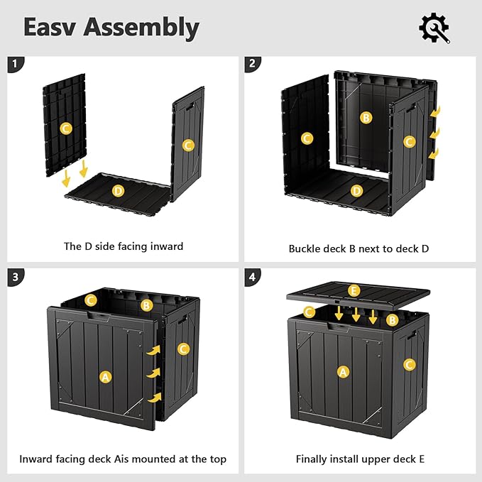 Outdoor Storage Box,30 Gallon Deck Box Outdoor Storage Bench Outside Waterproof Resin Storage Bench, Lockable Patio Cushions, Garden Tools Storage For Furniture, UV Resistant(Black)
