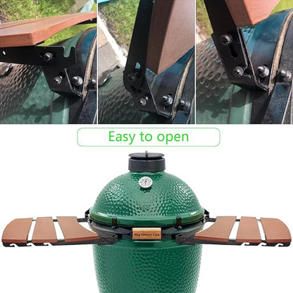 With Folding Side Shelves Table, Replacement Parts for BGE, Big Green Egg Large 18" Smoker Charcoal Grill, Outdoor Storage Side Table