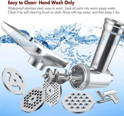 Meat Grinder Attachment for KitchenAid Stand Mixers, Accessories Included 3 Sausage Stuffer Tubes and 4 Grinding Plates, Metal Food Grinder Accessories by iVict