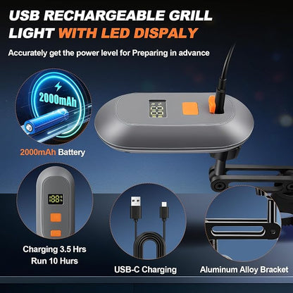BBQ Grill Light for Blackstone Griddle and Weber Grill, Automatic On/Off BBQ Light, Blackstone Griddle Accessories, LED BBQ Grilling Accessories for Outdoor Grill, Gifts for Men Dad (1, Diamond)