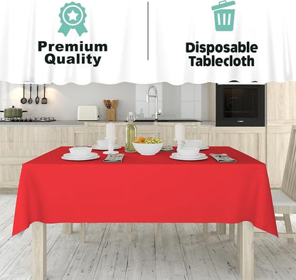 Tablecloth Roll – 54" X 110' Red Premium Plastic Table Cloths with Cutter Box - Cut to Size Cutter - Decorative Rectangle Table Cover Smooth Tablecloth - Disposable Table Cloths for Parties, Weddings.