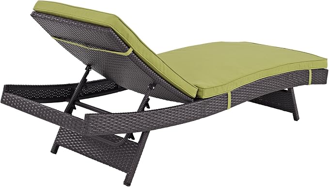 Modway Convene Wicker Rattan Outdoor Patio Chaise Lounge Chairs in Espresso Peridot - Set of 6
