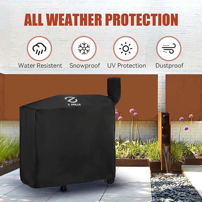 Z GRILLS Pellet Grill Cover 49 Inch | Official Genuine | Upgraded 600D Polyester, Heavy Duty, Waterproof, Weather Resistant Grill Cover for 450 Series, 550B2, 550B4 Smoker (EXL. 550A, 550B, 550C)