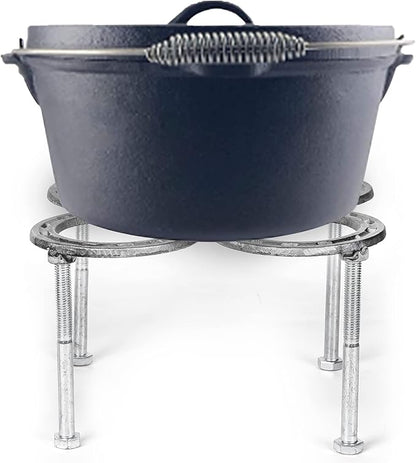 Campfire Dutch Oven Tripod For Cooking Made of Steel Horseshoes-Camping Cooking Tripod-Campfire Stand-Cast Iron Dutch Oven Tool(10.2"X 10.2")