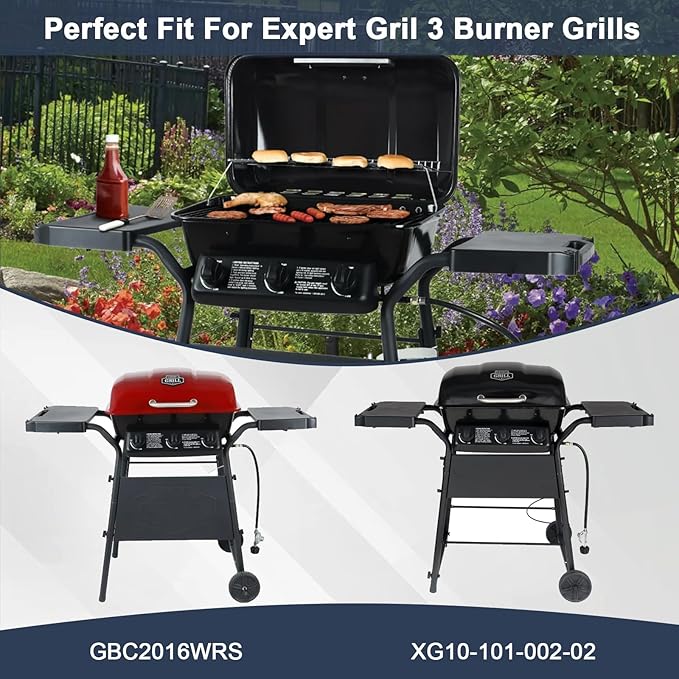 Criditpid Grill Replacement Parts for Expert Grill XG10-101-002-02 3 Burner Gas Grill, Stainless Steel Heat Platess, Burner Tubes & Cooking Grid Grate for Walmart Expert Grill 3 Burner Grill.