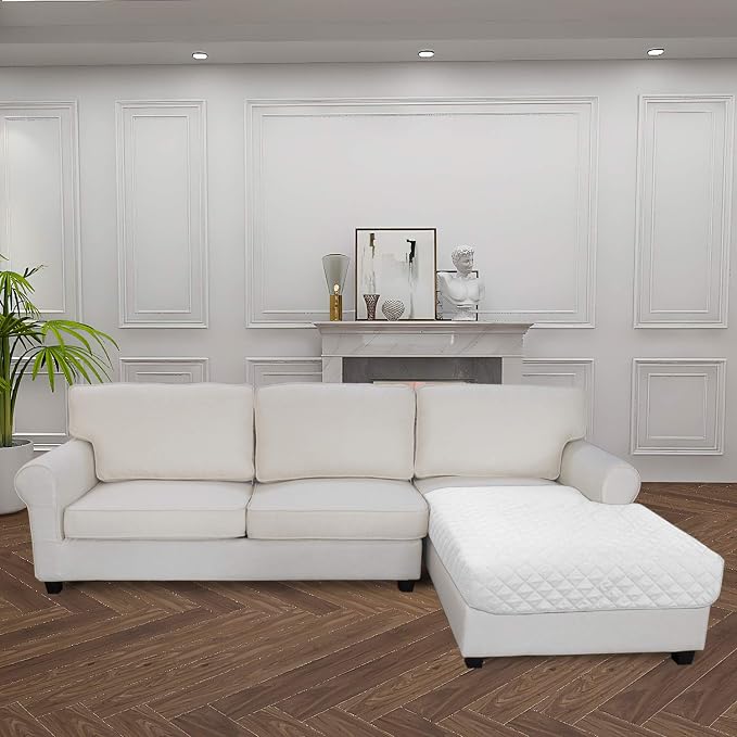Easy-Going Sectional Couch Covers for Dogs L Shape Sofa Cover Reversible Sofa Slipcover Chaise Lounge Cover Furniture Protector Cover for Pets Dog Cat (42 x 68 inches, White/White) | Soft Sofa Slipcover For Dogs, Fits Left/Right Chaise Lounge Protector...