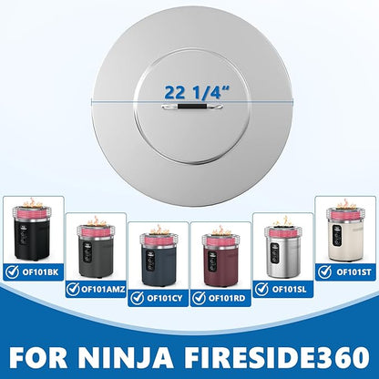 SafBbcue Fire Pit Lid for Ninja Fireside360 Outdoor Heater, Hard Metal Cover for Ninja Fireside360 Fire Pit Lid Replacement, Stainless Steel Top Cover for Fireside 360 Firepit Accessories, with Handle