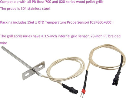 RTD High-Temperature Meat Probe Sensor BBQ Temperature Probe Sensor RTD Temperature Probe Sensor Replacement for All Pit Boss 700 and 820 Series Wood Pellet Smoker Grills Digital Control Meat Probe