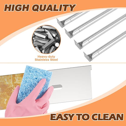 Stainless Steel Heat Plates and Grill Burners Set for Napoleon Rogue Series, Prestige 500 Propane Grills, 7-Pack Sear Plates Flavorizer Bar & 4-Pack Burner Tube BBQ Replacement Part Kit