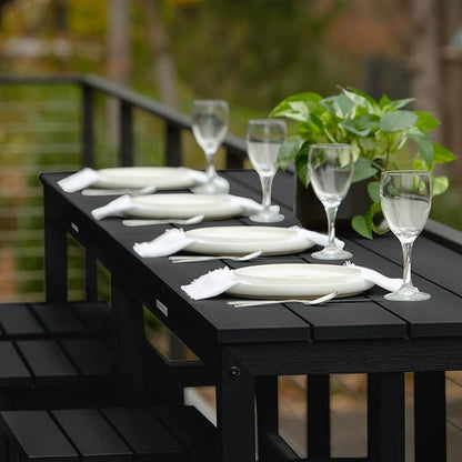 highwood Monroe 6-Piece Counter Height Modern Balcony Set, 2 Tables and 4 Stools, Black