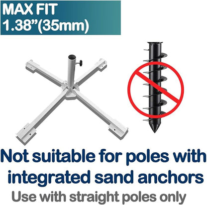 Foldable Portable Beach Umbrella Stand-Portable Patio Umbrella Base Holder,Outdoor Sunshade Anchor Size PLUS Thickened,Rust Free Tempered Iron Umbrella Stand for Courtyard,Swimming Pool,Beach,Grass