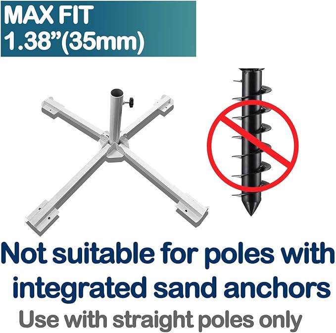 2Pack Foldable Portable Beach Umbrella Stand-Portable Patio Umbrella Base Holder,Outdoor Sunshade Anchor Size Plus Thickened,Rust Free Tempered Iron Umbrella Stand for Courtyard,Beach,Grass