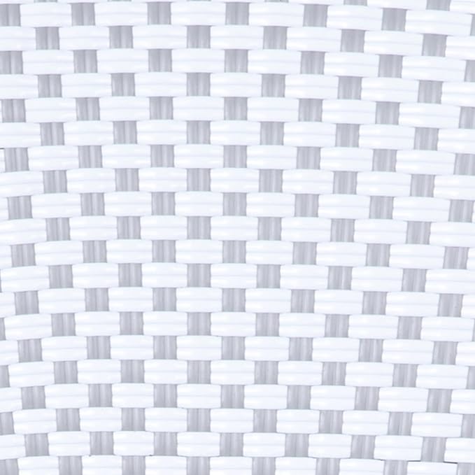 Flash Furniture Lourdes Indoor/Outdoor Commercial Thonet Bistro Stack Chair - White/Gray PE Rattan Back and Seat - Natural Bamboo Print Metal Frame - Set of 2