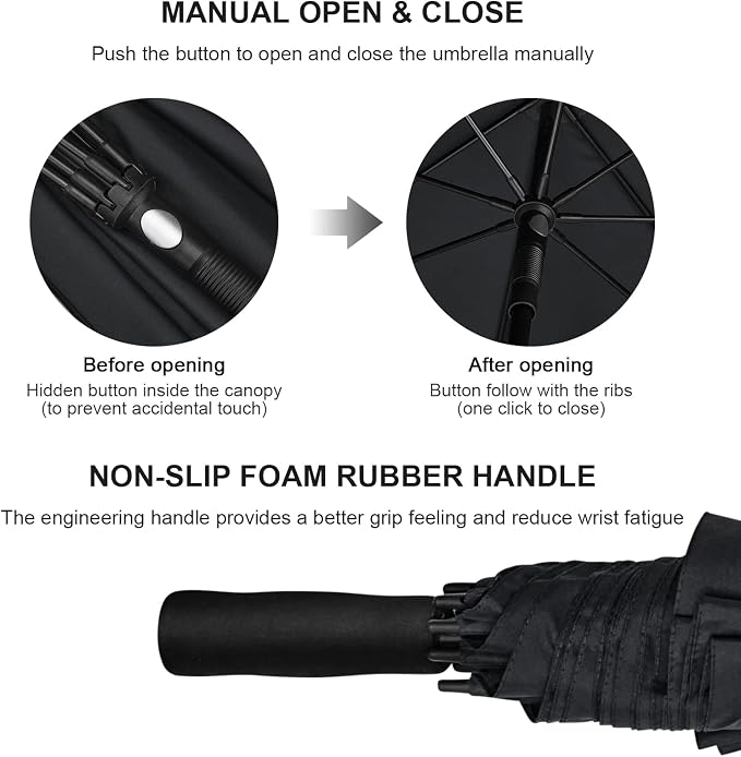 G4Free 80 Inch Golf Umbrella Extra Large Umbrella Double Canopy Windproof | Heavy Duty Oversized, Waterproof Stick Umbrella for Rain UV Protection, Fits 6-8 people for Doorman/Family/Patio