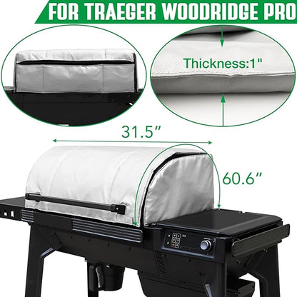 Grill Insulated Blanket for Traeger Woodridge Pro Smoker Cover Thermal Insulation Replacement Parts Insulator Wood Pellet Grills BBQ Winter Accessory