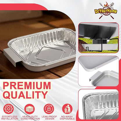 Grease Tray Replacement for Most Monument Grills 24633 24367 13762 35633 41847NG Accessories, Universal Grease Box & 10Pcs Drip Pan Liners for Monument 14633 25392 17842 Grill Foil Tray Parts 9.5x6.6"