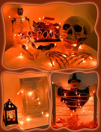 Cshare Halloween String Lights Battery Operated With Timer - 9.8ft 30LED Orange Waterproof Lights for Outside Decorations, Party, Yard, Pathway, Indoor and Outdoor