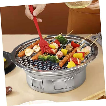 GANAZONO Portable Stainless Steel Korean Charcoal Grill Mini Bbq Stove with Grill Rack, Outdoor Compact Barbecue Stove for Camping and Housewarming