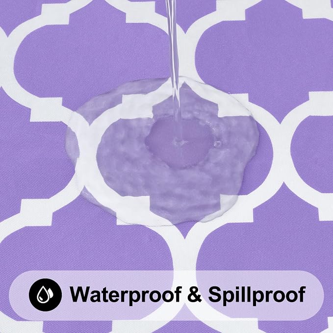 Smiry Rectangle Table Cloth, Waterproof Vinyl Tablecloth with Flannel Backing for Rectangle Tables, Wipeable Spillproof Plastic Tablecloths for Dining, Camping, Indoor and Outdoor, (60"x84", Lavender)
