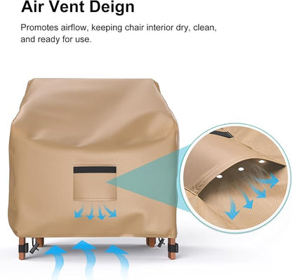 Adirondack Outdoor Chair Covers Waterproof 34"Wx37"Dx36"H, Brown | 2 Pack Patio Furniture Covers Protect from Rain and UV; Heavy-Duty Oxford Fits Lounge, Deep-Seat & High-Back Chairs on Lawn