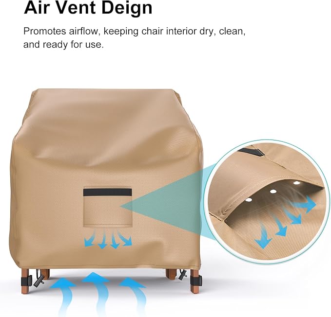 Adirondack Outdoor Chair Covers Waterproof 32"Wx34"Dx36"H, Brown | 2 Pack Patio Furniture Covers Protect from Rain and UV; Heavy-Duty Oxford Fits Lounge, Deep-Seat & High-Back Chairs on Lawn