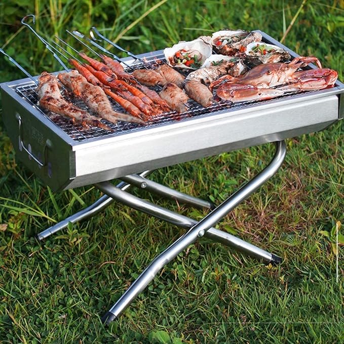 Barbecue Charcoal Grill Charcoal Grill Barbecue Grill Portable Stainless Steel Folding BBQ Grill For Outdoor Picnic Camping Travel Portable Charcoal Grill