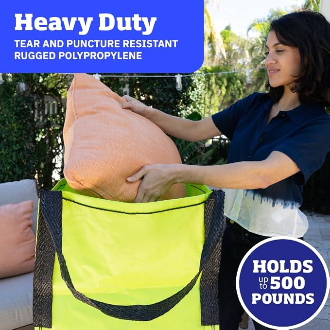 DURASACK Heavy Duty Storage Tote Bag 22-Gallon, Lime Green | Rugged Woven Polypropylene Moving Bag, Reusable Self-Standing Design, Holds up to 500 Pounds