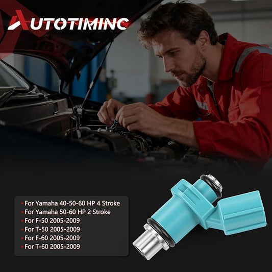 Fuel Injectors Set of 4 Compatible with Yamaha 2005-2009 40-50-60 HP 2 Stroke 4 Stroke F50 T50 F60 T60 Fuel Injector Replace 6C5-13761-00-00