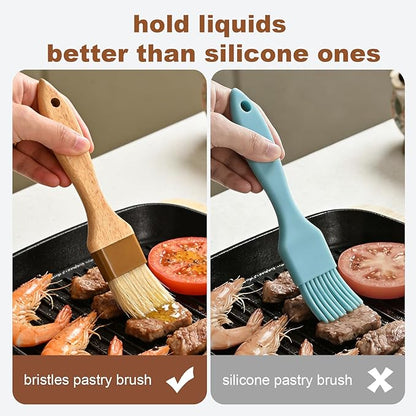4 pcs Pastry Brush, Natural Bristle Basting Brush for Cooking and Baking, Premium BBQ Brushes for Butter, Oil, Egg, Sauce, Turkey, Marinade and Kitchen Food by SFIUYLB