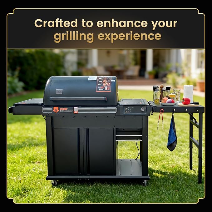 QuliMetal Foldable Side Shelf for Traeger Woodridge, Woodridge Pro and Woodridge Elite, 23.62" Grill Side Table, BBQ Prep Shelf Accessory, Quality Steel Side Shelf