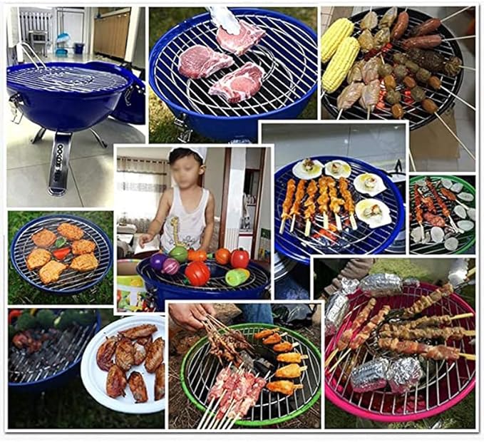 Barbecue Charcoal Grill Portable Charcoal Grill, stainless steel round oven Dual, Venting System for Outdoor Courtyard Picnic Camping Tailgating BBQ Kettle Small Folding Tabletop Grill