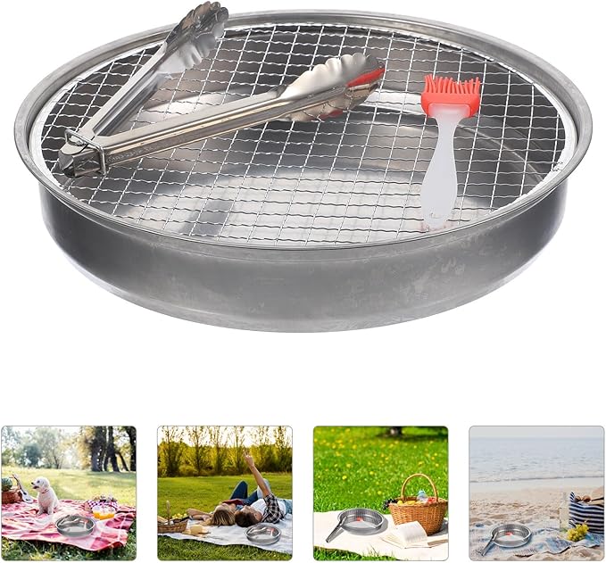 HEALLILY Portable 28cm Outdoor Mini Bbq Grill Disposable Charcoal Grill Stove for Camping and Picnic, Compact Lightweight Outdoor Barbecue Rack without Charcoal