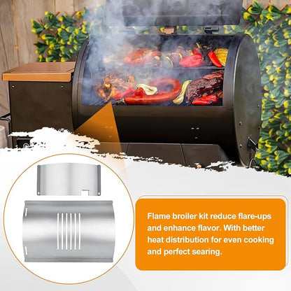 Flame Broiler Kit for Pit Boss Lexington 500/540/550 Navigator 500/540 Series Pellet Grills with Slide Cover and Bottom, Heat Diffuser Replacement Parts for Pit Boss PB500NX Pellet Grill Smoker