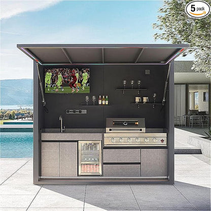Outdoor Kitchen Island Set, 304 Stainless Steel BBQ Grill Station with Refrigerator, Sink, Side Burner, Bar Counter & Pergola, Modular Outdoor Kitchen Pod for Backyard Patio Entertainment