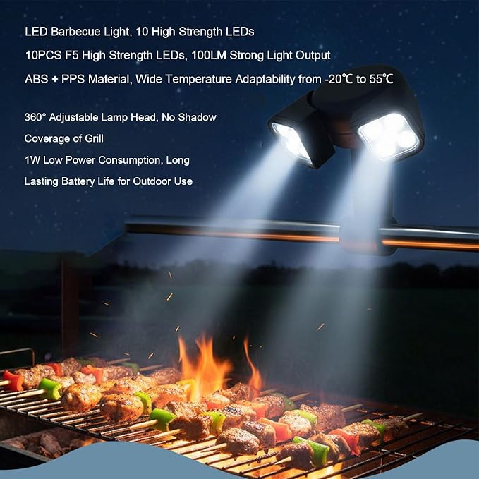 Yosoo Health Gear 360 Degree Rotatable BBQ Grilling Light, Clip On Barbecue Lamp with Touch Switch, Aluminum Alloy Bracket for Outdoor Camping