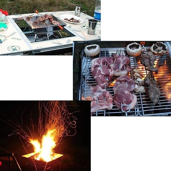 Charcoal Grill Outdoor Stainless Steel Barbecue Grill Charcoal Grill Portable Foldable for Camping BBQ Grill