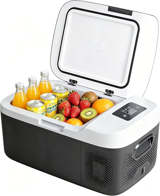 Simple Deluxe 12 Volt Refrigerator, 17QT Single Zone Electric Cooler, Car Fridge -4℉-68℉, Portable Refrigerator 12/24V DC 100-240V AC, Portable Freezer for Travel RV Camping Boat Home