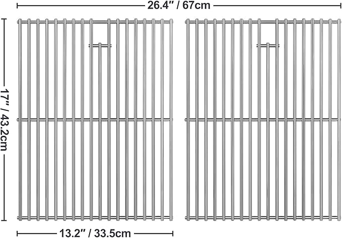 17 inch Grill Grates for Home Depot Nexgrill 720-0830H, 720-0830D Gas Grill Model, 17 x 13 Stainless Steel Cooking Grids Replacement Repair Parts