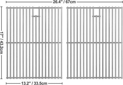 17 inch Grill Grates for Home Depot Nexgrill 720-0830H, 720-0830D Gas Grill Model, 17 x 13 Stainless Steel Cooking Grids Replacement Repair Parts