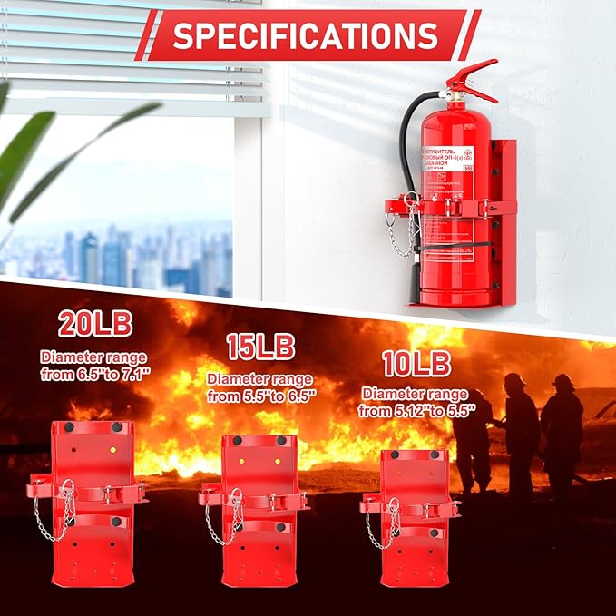 Fire Extinguisher Mount, 2PCS Heavy Duty Fire Extinguisher Bracket with Screws Fits 10lb Dry/5lb Co2 Extinguisher for School Home Garage Laboratory and Vehicle Perfect for Wall Mount