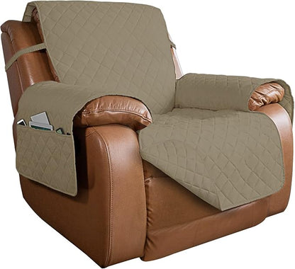 PureFit Reversible Recliner Chair Covers Couch Covers for Dogs, 28 in | Beige/Beige, Water Resistant Couch Protector, Washable Pet Couch Cover with Non Slip and Elastic Straps For Kids
