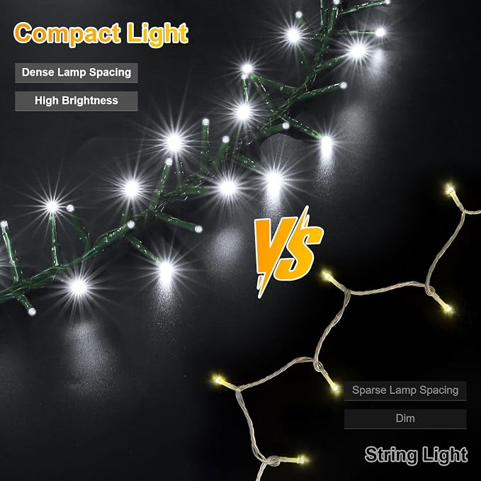 500 LED White Christmas String Lights, Plug in Twinkle Fairy Lights with 8 Modes & Timer, Waterproof Connectable Lights for Indoor Outdoor Home Party Wedding Bedroom Tree Decoration