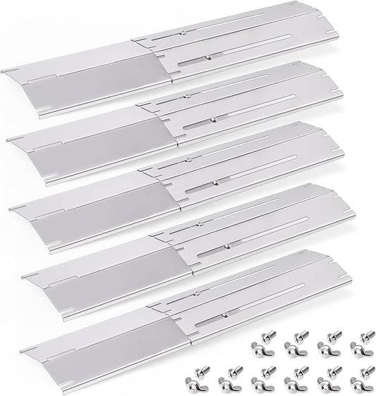 Adjustable Stainless Grill Heat Plates Shield For Nexgrill, Dyna Glo, Charbroil, Brinkmann Grill Replacement Parts, Universal Heat Tent, Burner Cover Guard, Heat Deflector, Heat Diffuser, Flame Tamer.