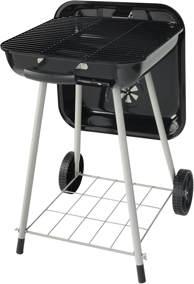 17.5 Inch Charcoal Grill with Wheels and Adjustable Dampers