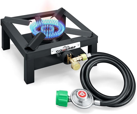 COOKAMP Propane Burner Angle Iron Camp Stove with CSA Listed Regulator and 4ft Hose (SA1200v2)
