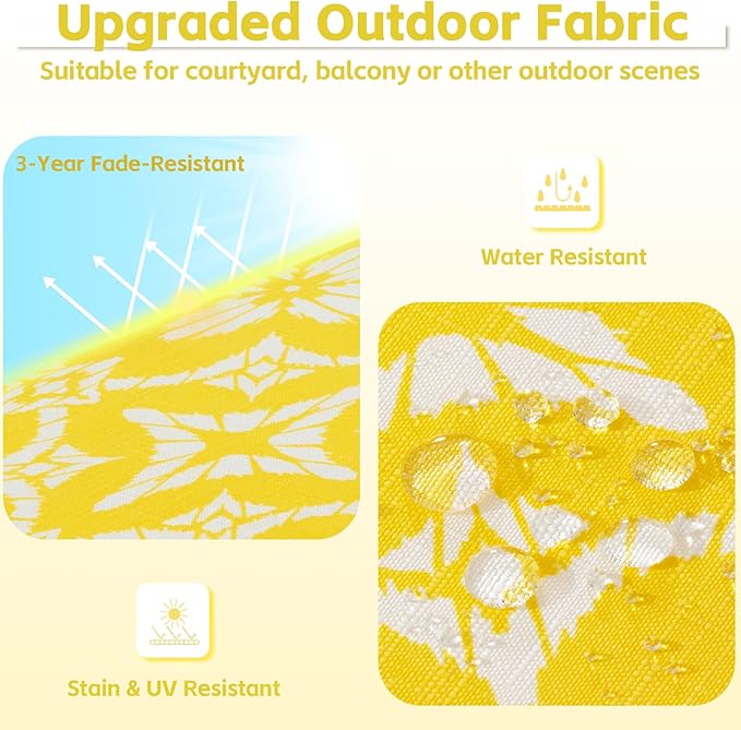 COZYVIDA Outdoor Chair Cushions Set of 4, 20"x20" Square Seat Pads with Tie Straps and YKK Zippers, 30D High-Density Foam, Water-Resistant Fabric,UV-Resistant 1000+ Hrs