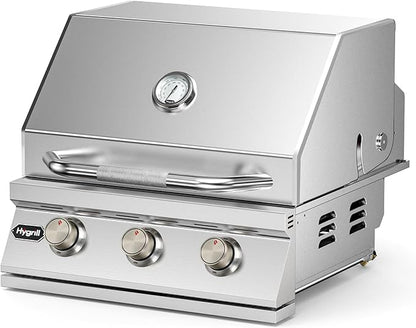 Hygrill STD Series Heavy Duty 3-Burner Built In Grill, Stainless Steel Grill Head for Outdoor Kitchen, Liquid Propane