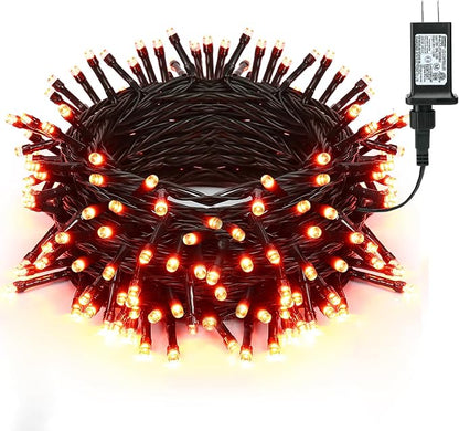 Brizled Outdoor Halloween Lights Indoor Orange Halloween LED Light String | 240 LED 95.14ft; 8 Mode; Connectable; Timer; Waterproof; Plugin Mini Halloween Light for Outside Spooky Porch Yard Tree Party
