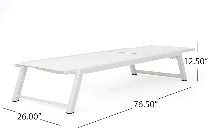 Christopher Knight Home Belle Outdoor Mesh Chaise Lounges, 2-Pcs Set, White Mesh / White