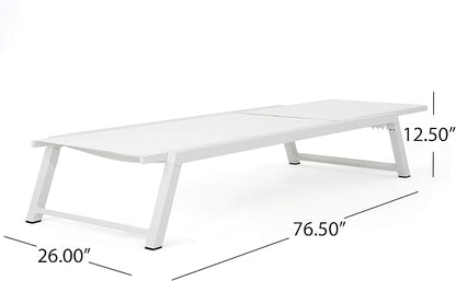 Christopher Knight Home Belle Outdoor Mesh Chaise Lounges, 2-Pcs Set, White Mesh / White